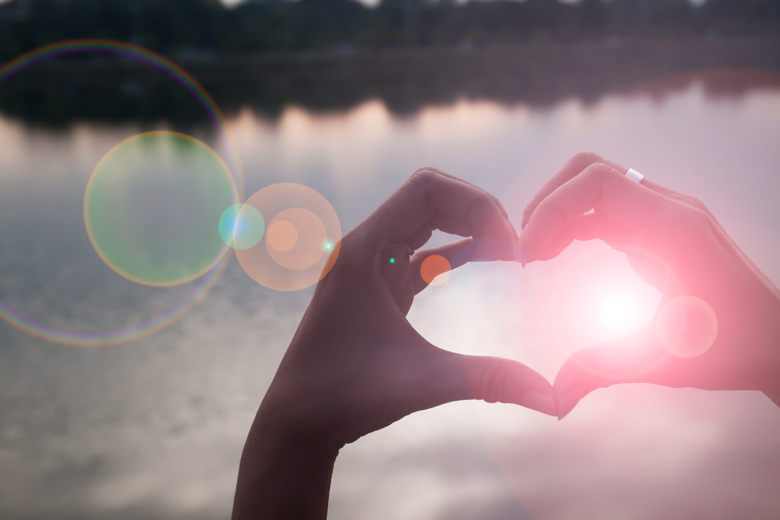 Hand in shape of love heart